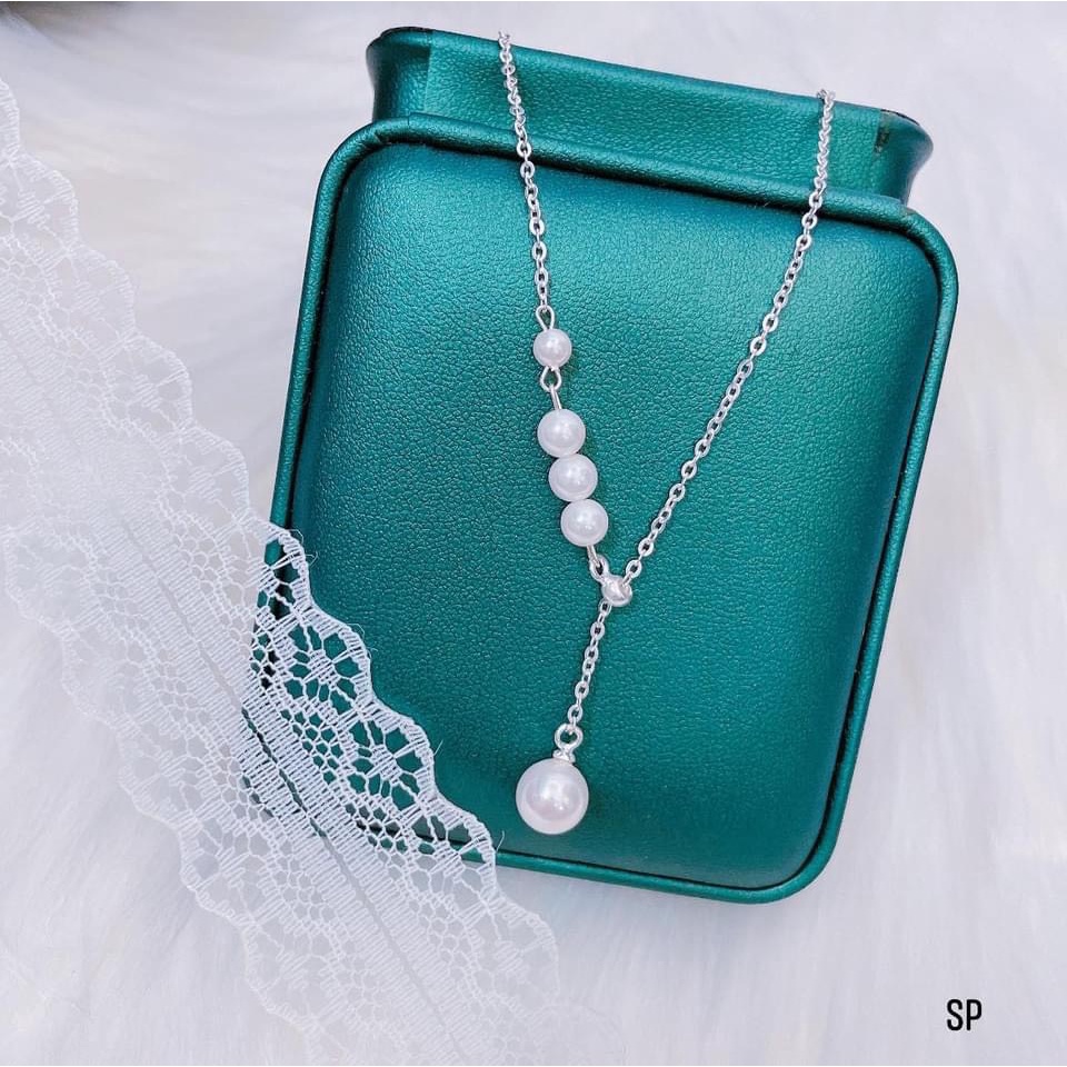 Dây chuyền nữ bạc ta giá rẻ mẫu hạt trai dáng mới cực xinh - Kho sỉ bạc Nhất Linh