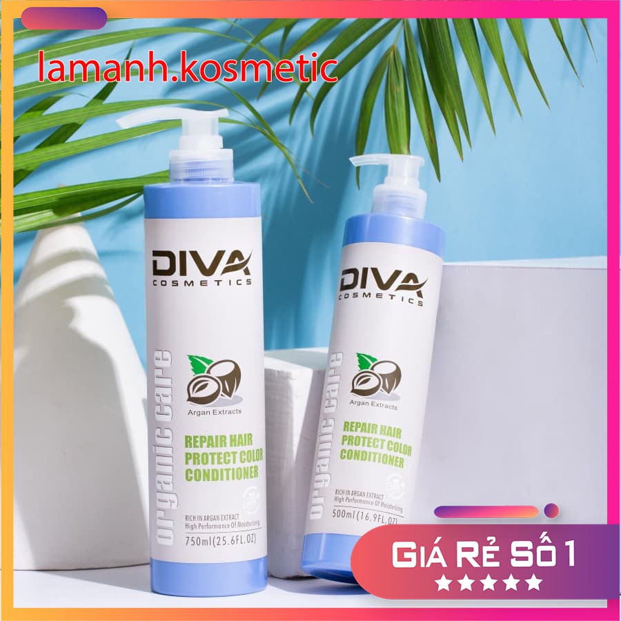 Dầu gội Diva Xanh phục hồi tóc hư tổn khô sơ kiềm dầu sạch gàu, cặp gội xả chính hãng 500ml – 750ml chính hãng