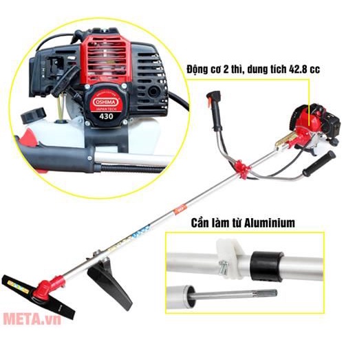 Máy cắt cỏ Oshima 430 bạc - ĐẦY ĐỦ MÃ COS.đông cơ 2 thì,máy cắt cỏ chính hãng thái lan, tăng 1 lưỡi tròn
