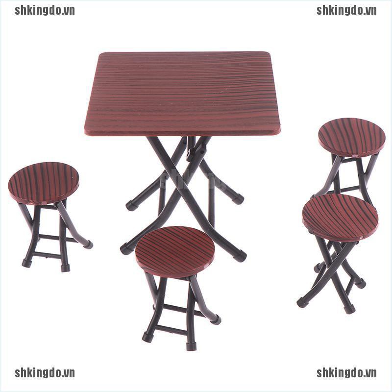 Bàn Ghế Mini Tỉ Lệ 1:12 Kèm 4 Ghế Ngồi Cho Nhà Búp Bê