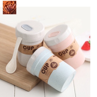 Cốc lúa mạch giữ nhiệt đựng canh, súp, cháo kèm muỗng có quai xách tiện lợi