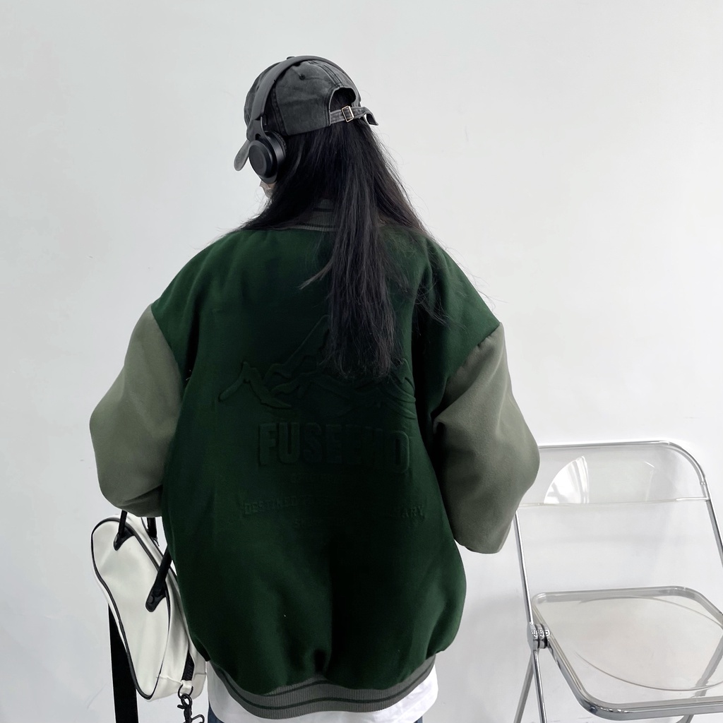 Áo Khoác Bóng Chày Vải Cotton Dày Dáng Rộng Kiểu Retro Mỹ Thời Trang Thu Đông Cho Nam Và Nữ