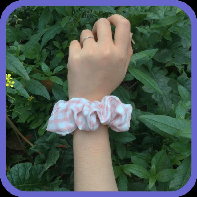 SCRUNCHIES KẺ CARO phong cách Hàn Quốc siêu xinh - Chun tóc + VÒNG TAY vải nhiều màu cá tính - Quà tặng đẹp độc lạ