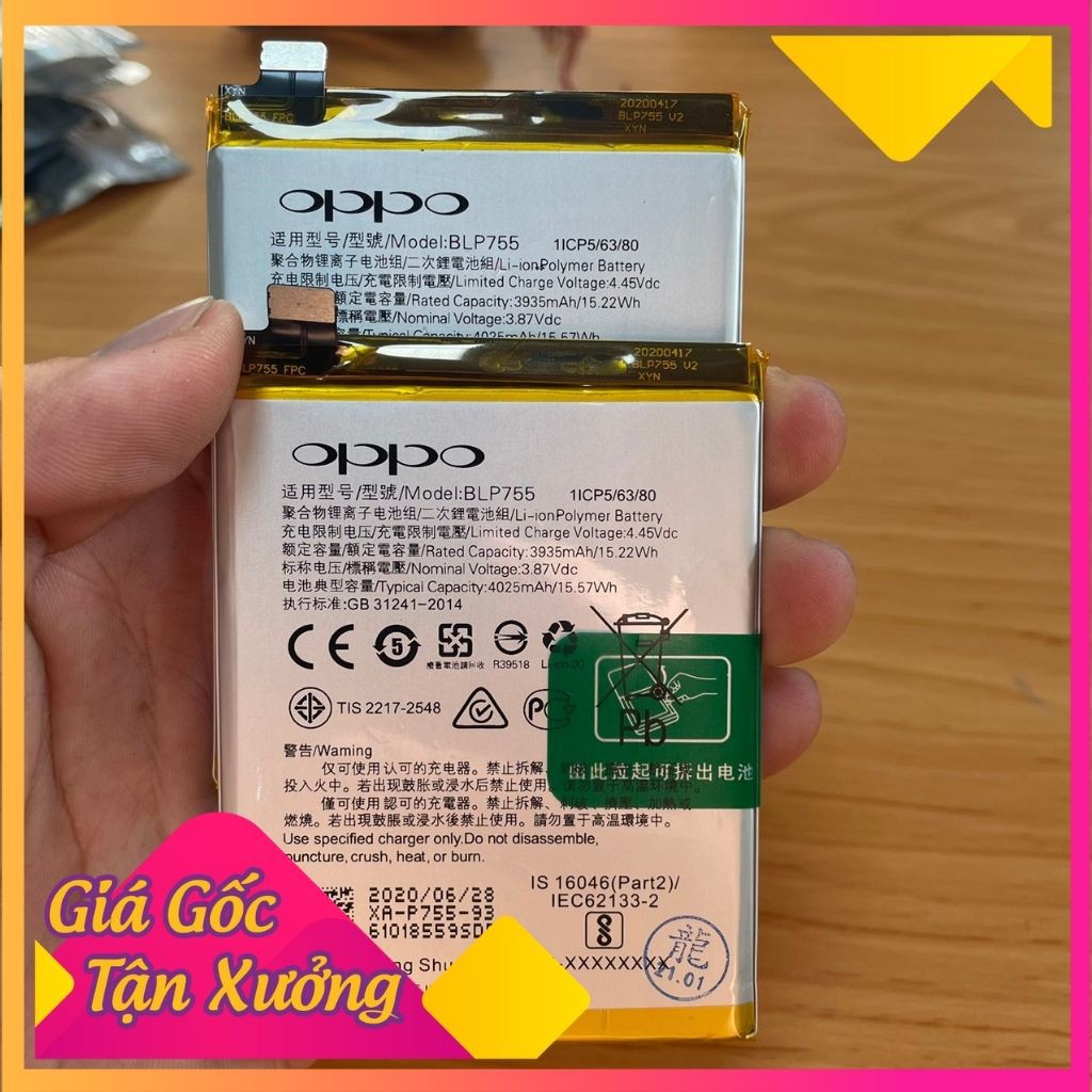 Pin Oppo Reno 3/Reno 3 Pro Blp755 Zin Hàng Nhập Khẩu Dung Lượng 4025MAH Bảo Hành 6 Tháng 1 Đổi 1