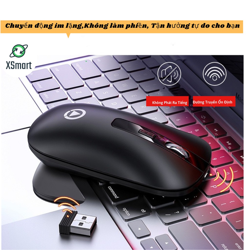 Chuột Bluetooth Không Dây Cho Điện Thoại Máy Tính Laptop PC Máy Tính Bảng A8 Có Thể Sạc Lại Có Cả Cổng Thu USB