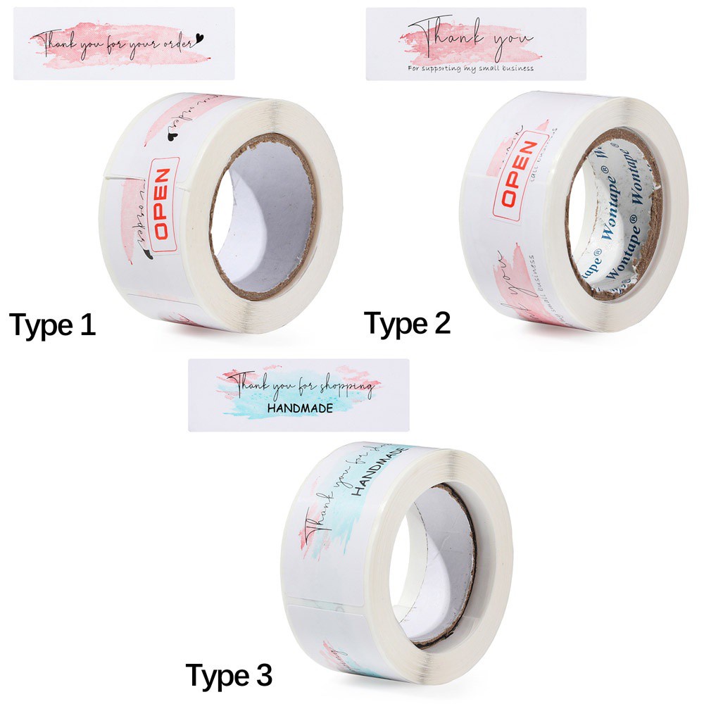 Cuộn 120 Nhãn Dán In Chữ Thank You Màu Hồng Kích Thước 1x3inch Dùng Trang Trí Gói Quà