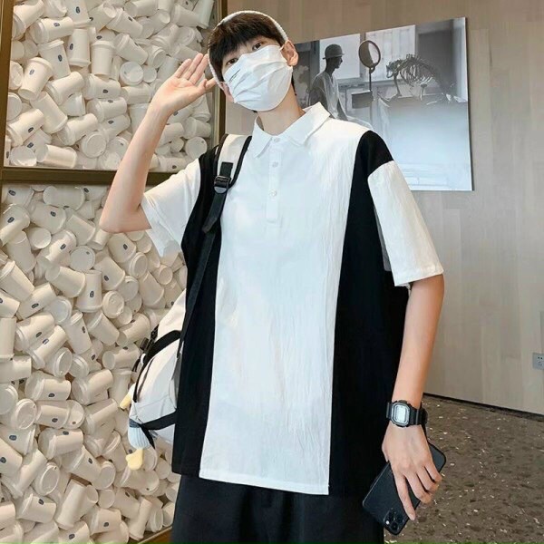 Áo Thun Unisex Cổ Bẻ Form Rộng Tay Lỡ