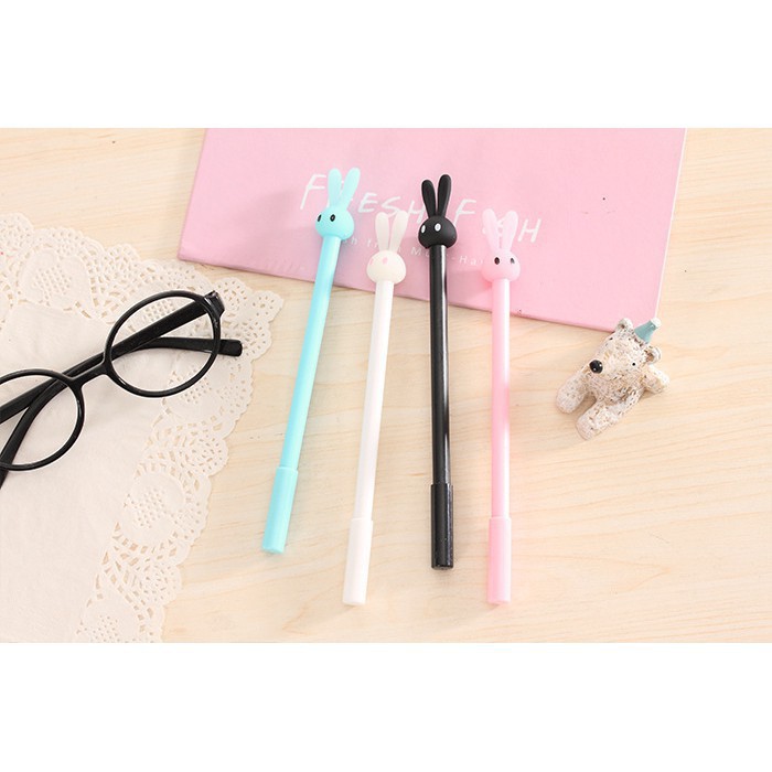 Bút đầu thỏ tai dài bút cute bút dễ thương bút kute viết gel màu đen