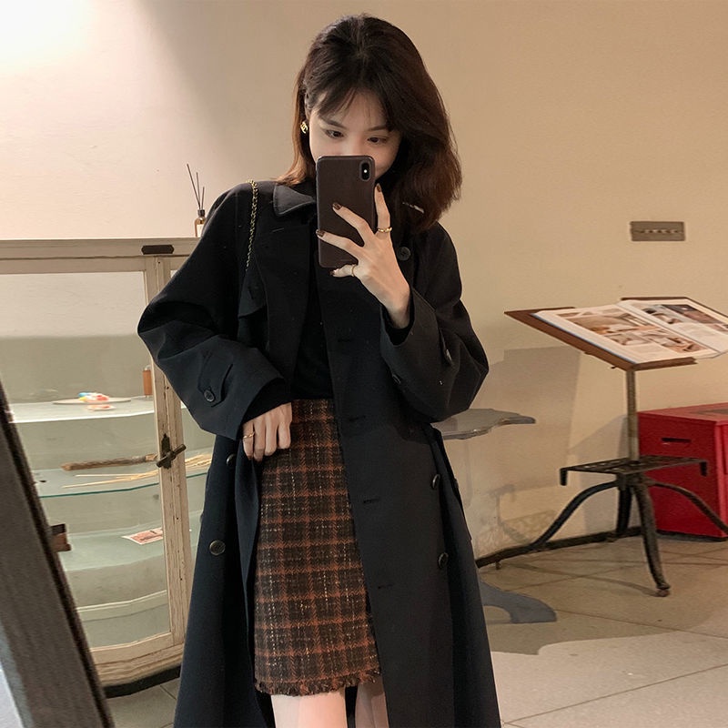 [Spot] Áo Khoác Kaki Dáng Dài Vừa Thời Trang Xuân Thu Phong Cách Hàn Quốc Đơn Giản Dễ Phối Đồ Cho Nữ