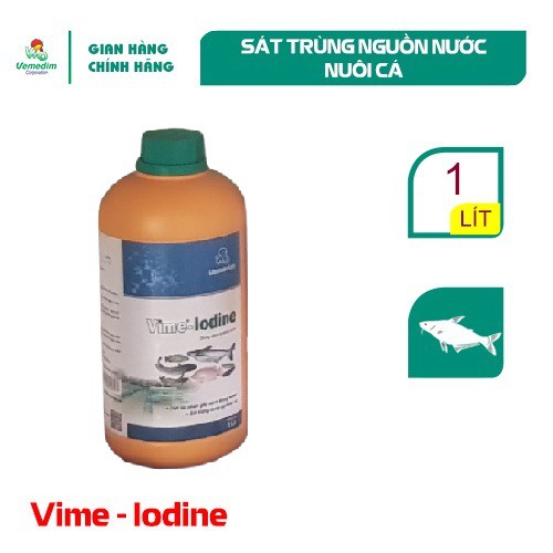 Vemedim Vime-Iodine cá, sản phẩm xử lý nước ao cá, an toàn cho các loại thủy sản, chai 1lit