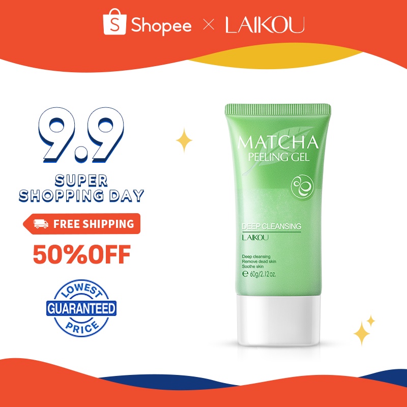 Gel tẩy tế bào chết làm sạch sâu da mặt 60g LAIKOU Matcha