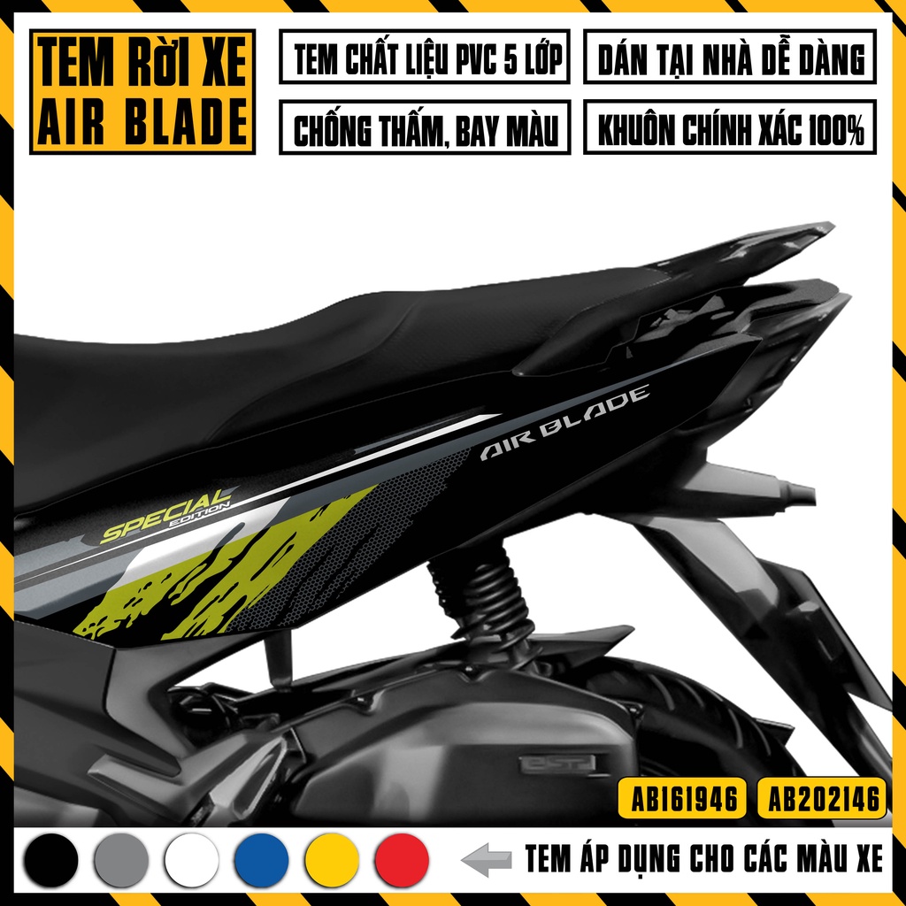 Tem Air Blade Mẫu Special Edition | AB46 | Team Decal Dán Xe Máy AirBlade AB Đời 2016 2019 2020 2021 2022 Đẹp Nhất