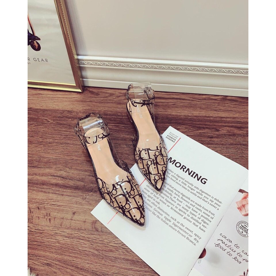 Giày sandal mũi nhọn mika chữ -quai chéo - gót mika ( cao cấp)
