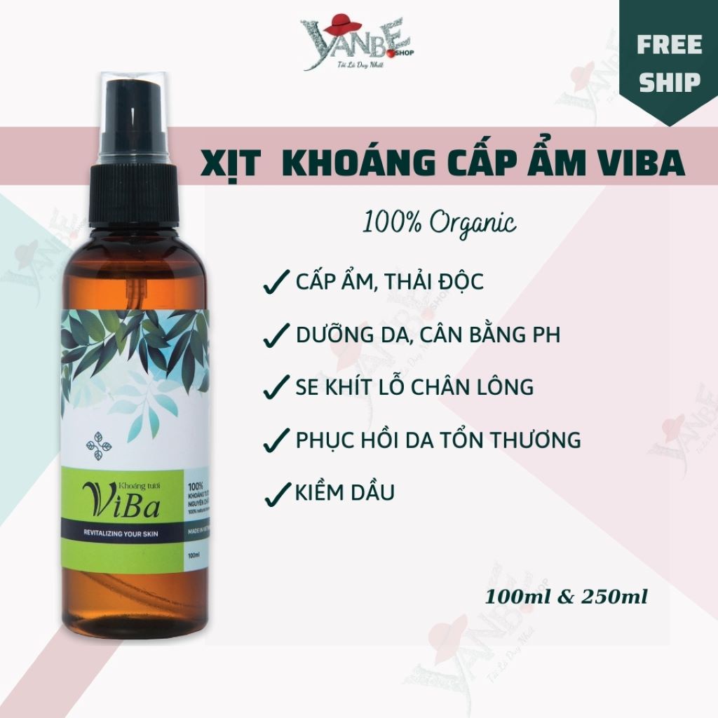 Xịt khoáng tươi VIBA - Dưỡng da cấp ẩm, cân bằng PH, kiềm da dầu, khóa trang điểm - yanbe_shop