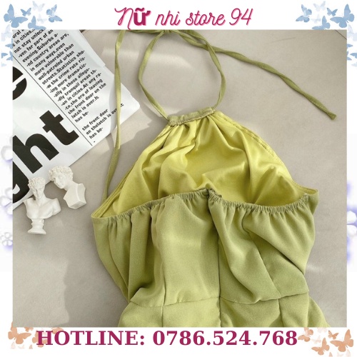 Yếm đi biển xanh xanh bơ dáng ôm body, đầm yếm xanh vạt hông (kèm video và ảnh thật) YXB | BigBuy360 - bigbuy360.vn