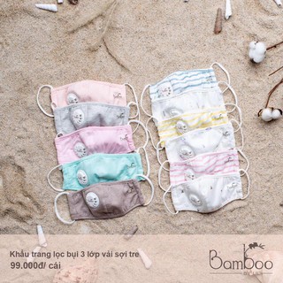 Khẩu trang kháng khuẩn Little Love 3 lớp vải sợi tre có bộ lọc bụi cho bé từ 1 - 5 tuổi