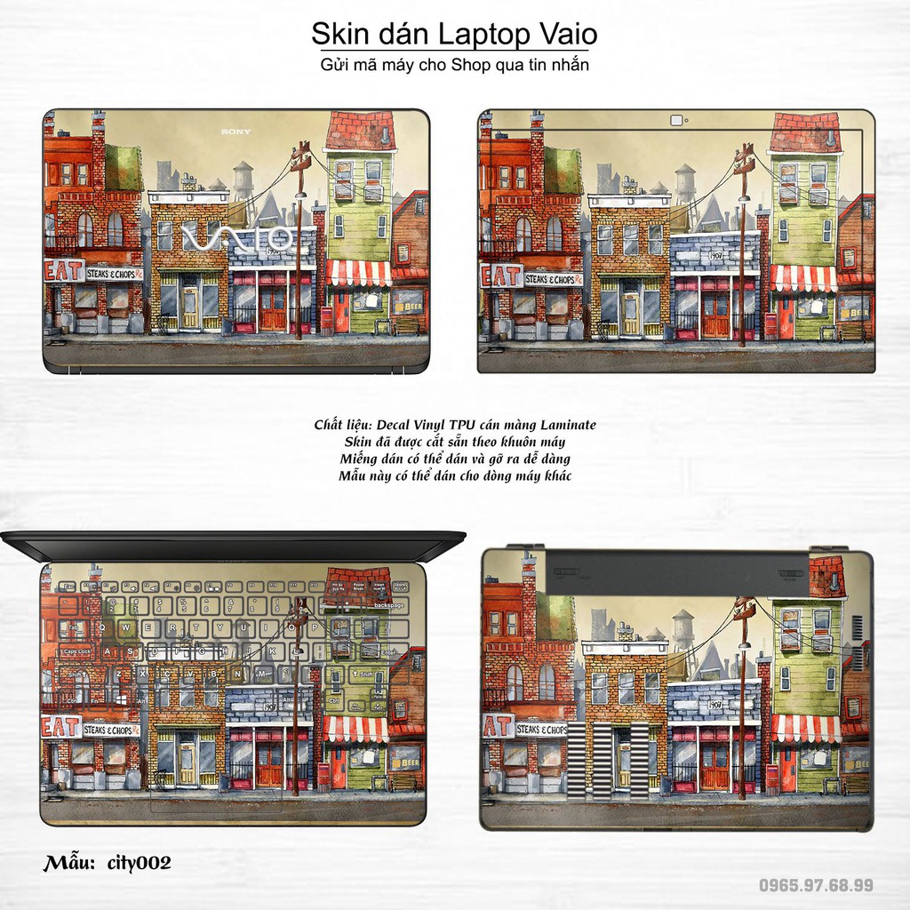 Skin dán Laptop Sony Vaio in hình thành phố (inbox mã máy cho Shop)