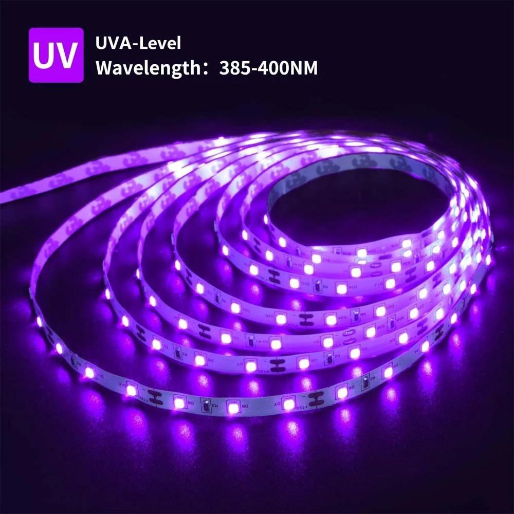 5m Cuộn Dây Đèn LED UV 12v Dc Smd 3528 Chống Thấm Nước Tiện Dụng Kiểm tra tiền mặt cực tím Đèn KTV UV đèn