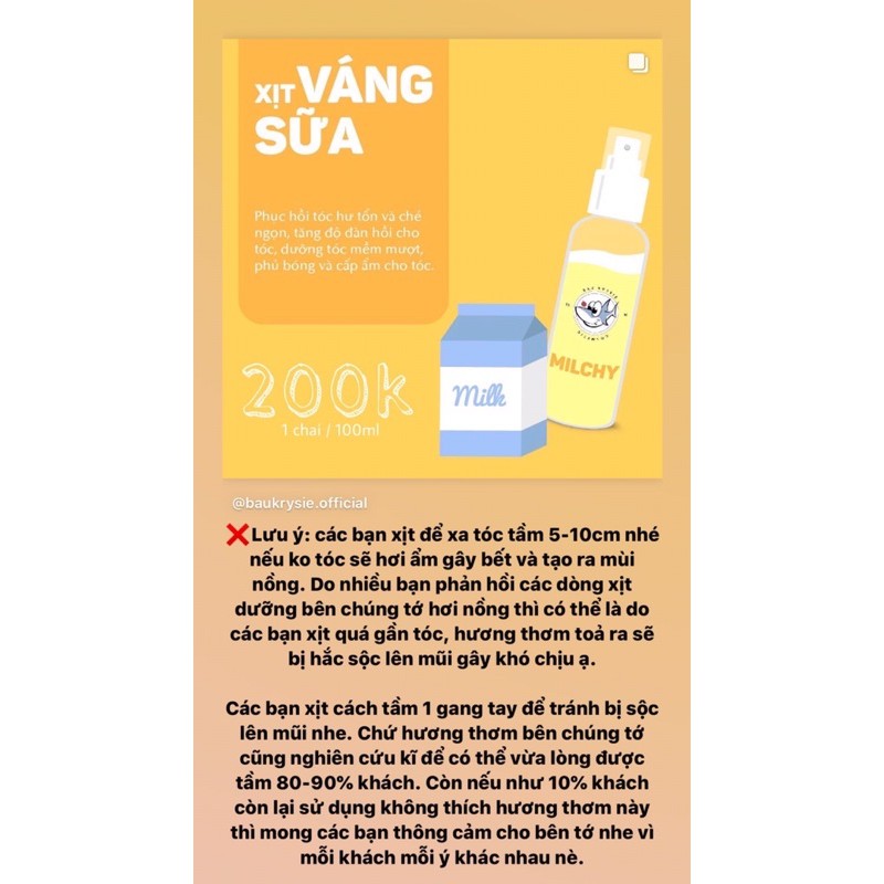 MILCHY Hair Mist - Xịt Dưỡng Tóc Váng Sữa ( Handmade ) | BigBuy360 - bigbuy360.vn