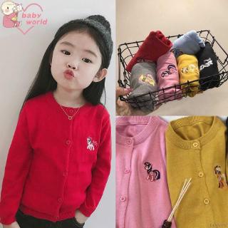 Áo khoác cardigan đan len tay dài giữ ấm cho bé gái