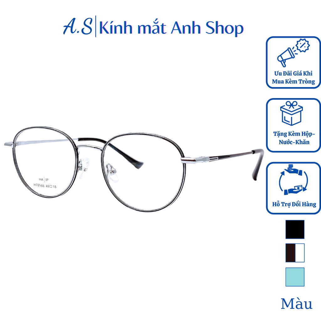 Gọng kính tròn kiểu bé cho người mặt nhỏ chất liệu kim loại bền thời trang thanh lịch 70566