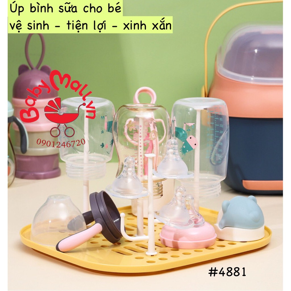 Giá úp bình sữa / dụng cụ ăn dặm cho bé có quai xách 4881