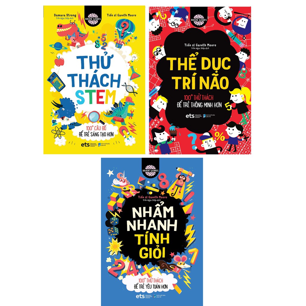 Sách - Combo Brain Games: Thể Dục Trí Não + Nhẩm Nhanh Tính Giỏi + Thử Thách STEM