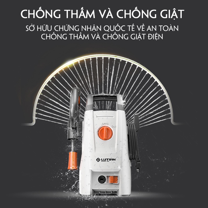 Máy rửa xe mini cầm tay KORE1400 dùng cho gia đình, chống thấm chống giật, áp lực cao + Tặng bình bọt tuyết