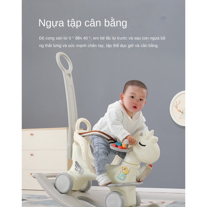 Ngựa gỗ, ngựa bập bênh trẻ em, quà sinh nhật một tuổi, xe đẩy đồ chơi