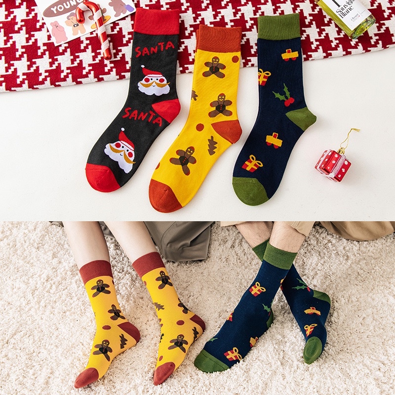 Tất Vớ Cao Cổ,Tất Cao Cổ Vintage Hoạ Tiết Giáng Sinh - Noel,Vớ Cao Cổ Cao Cấp, Co Giãn Đàn Hồi Tốt