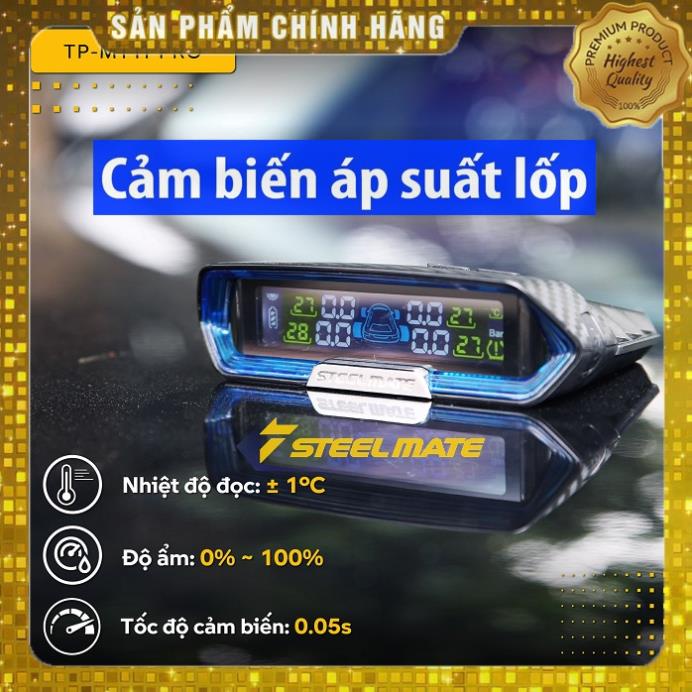 Cảm Biến Áp Suất Lốp Ô tô Steelmate MT11 Pro Van Trong Sạc Năng Lượng Mặt Trời -Bảo hành chính hãng 3 năm