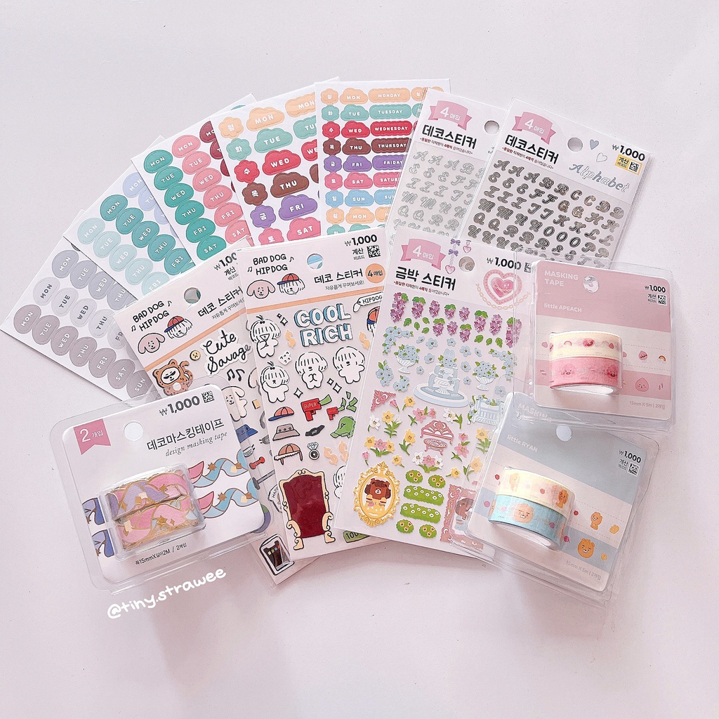 Stickers gấu Daiso Hàn  | Tiny Strawee