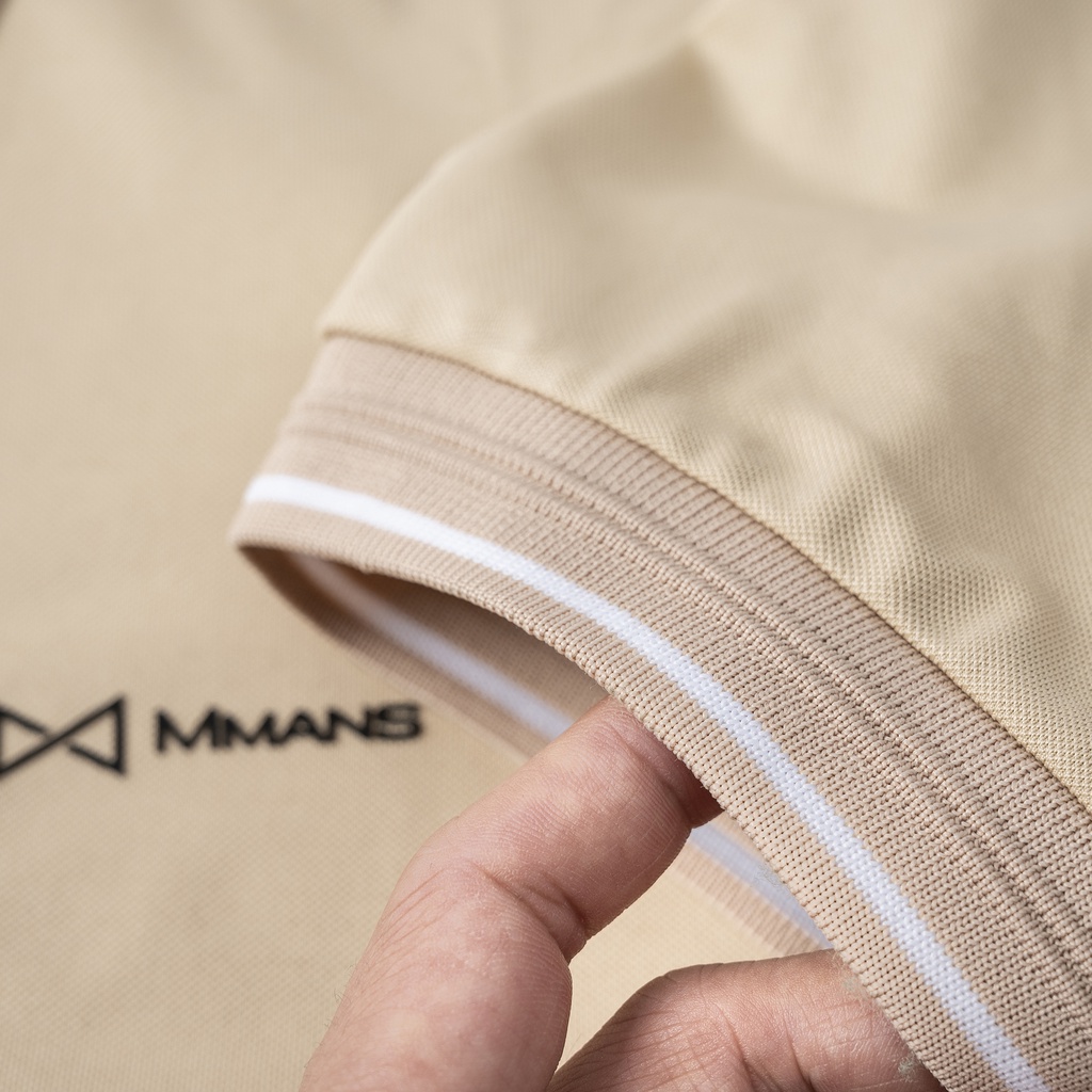 Áo polo MMANS màu cà phê phối viền đơn giản tinh tế chất vải poly cao cấp co giãn 4 chiều không nhăn nhàu