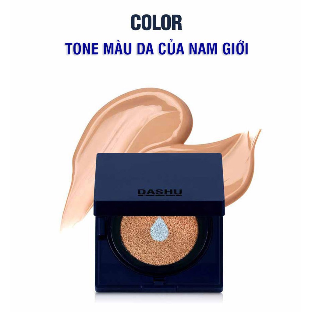 [Mã FMCGM100 - 10% đơn 500K] Phấn nước trang điểm nam che khuyết điểm kiềm dầu DASHU Mens Aqua Matt BB Cushion PH01