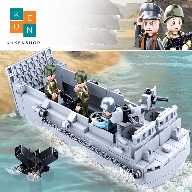 Bộ Xếp Hình Sluban M38 B0855 Lắp Ráp Tàu Đổ Bộ Quân Đồng Minh Trong Thế Chiến II Với 182 Chi Tiết