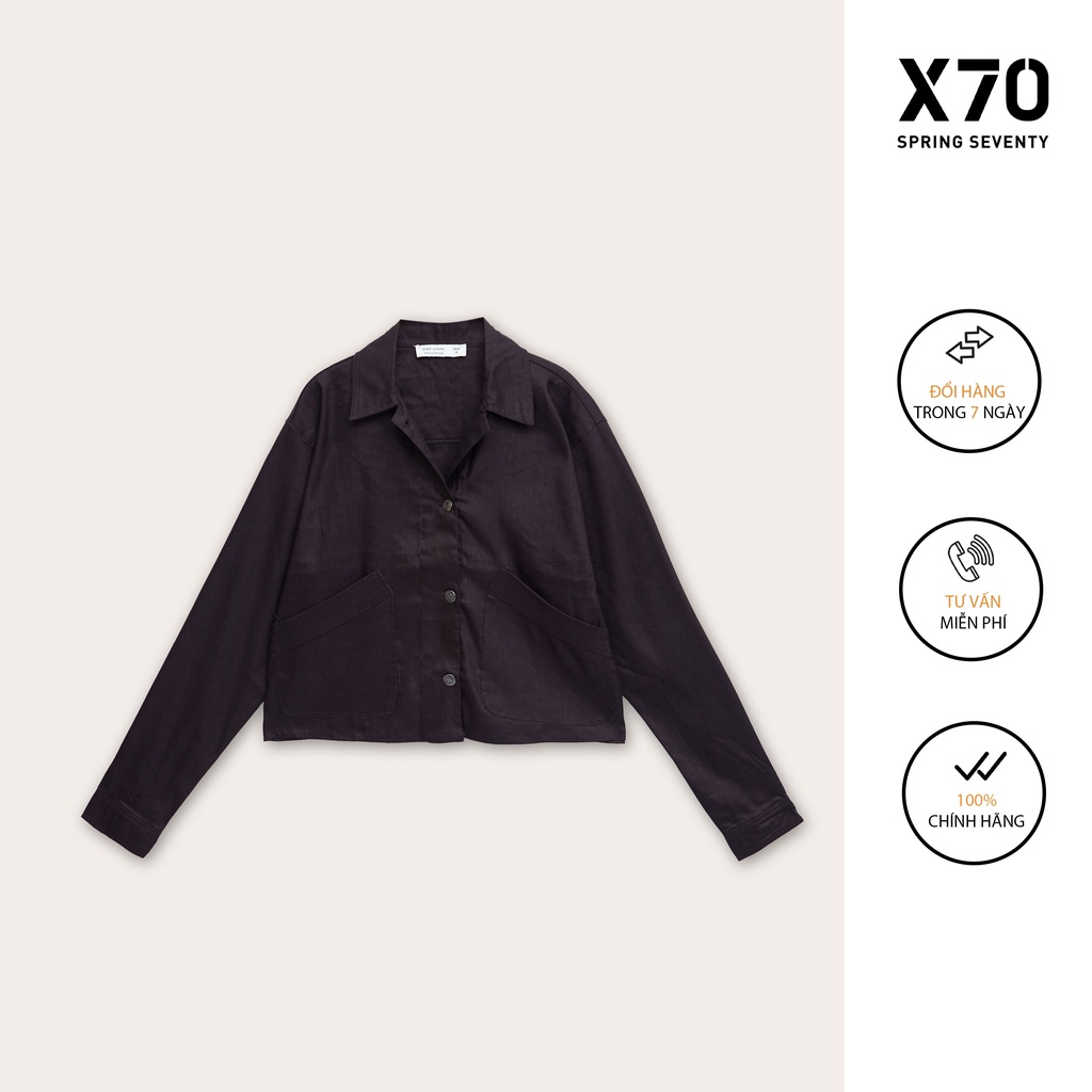 Áo Khoác Nữ Linen Trơn Thiết Kế Nút Cài Có Túi Thời Trang Thời Trang X70 - 02600008