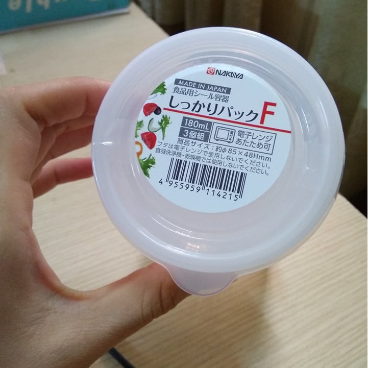 Set 3 hộp nhựa tròn nắp dẻo Nakaya 180ml Nội địa Nhật Bản