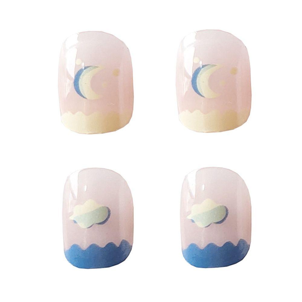 Hộp 24 Móng Tay Giả Ngắn / Tròn / Vuông / Trái Tim / Nơ Xinh Xắn