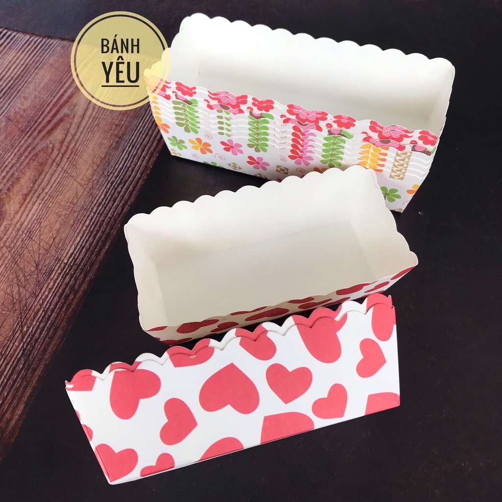 Bộ 10 Cup Giấy Nướng Bánh Hình Chữ Nhật sử dụng được trong lò nướng, nồi chiên không dầu (BBTC)