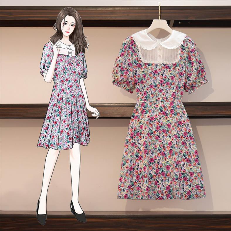 🌸Hàng Order🌸 Váy Hoa Bigsize Cổ Bèo Trắng Tiểu Thư Sang Chảnh🌸Hàng Quảng Châu