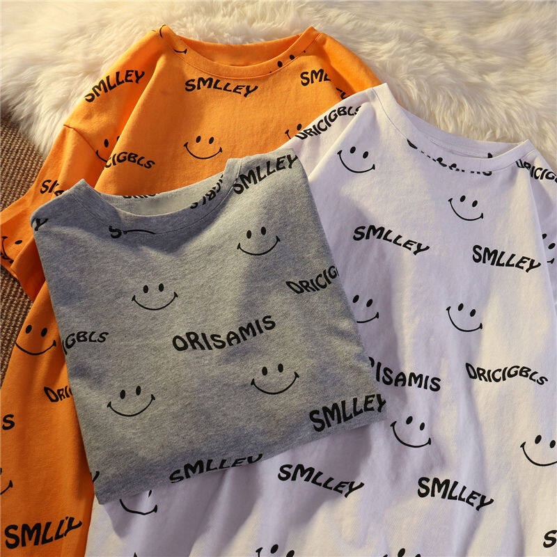 Áo Thun Ngắn Tay Dáng Rộng Kiểu Vintage Nhật Bản Hợp Mùa Hè