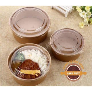 Tô giấy kraft tròn nắp nhựa , bát giấy kraft tròn nắp nhựa 750ml