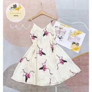 Váy ngủ 2 dây Lụa Satin mềm mịn, thoáng mát
