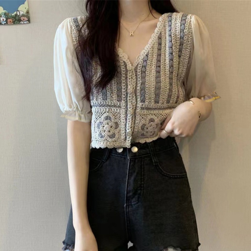 Áo Nữ Tay Dài Phồng Cổ Chữ V Thời Trang Quyến Rũ