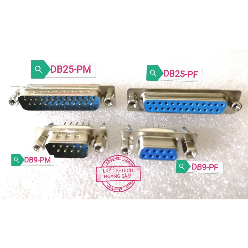 Đầu DSUB DB9 DB15 DB25 màu xanh chân thẳng hàn mạch cắm board