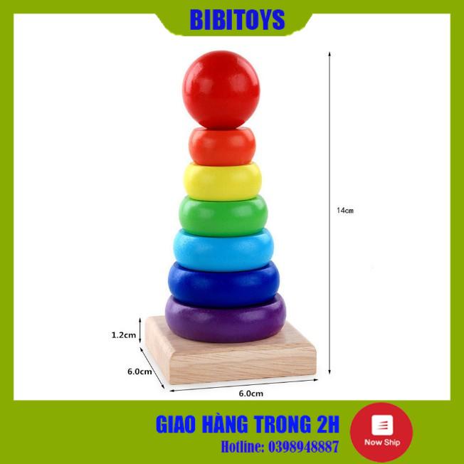 [RẺ VÔ ĐỊCH] Đồ chơi tháp cầu vòng mini bằng gỗ size nhỏ