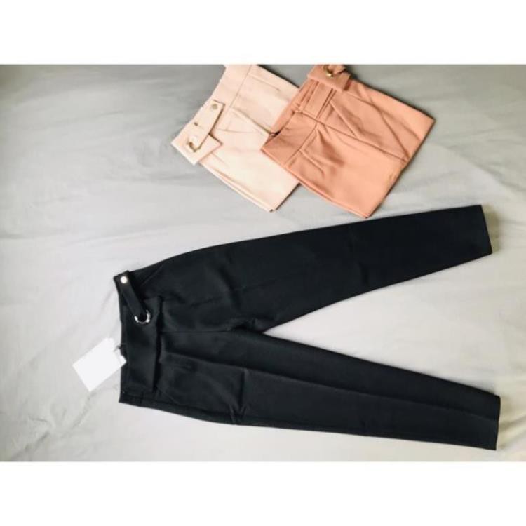 Quần Baggy Quần Vải Nữ Cạp Cao Khoen Tròn Cúc Lệch Form Đẹp Từng Đường Kim Mũi Chỉ Siêu Sang 8320