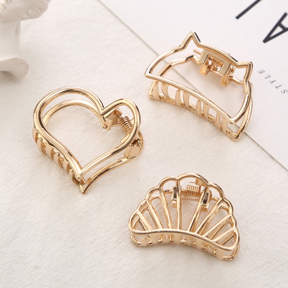 Kẹp tóc càng cua mạ kim loại bóng phong cách Hàn Quốc nhiều kích cỡ xinh xắn cho nữ