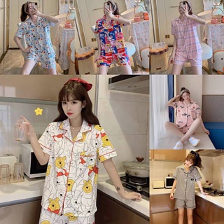 Bộ ngủ pijama tay ngắn mẫu mới nhất Bộ đồ ngủ nữ sinh viên mùa hè in áo nịt dễ thương mới ngắn tay quần short mỏng quần