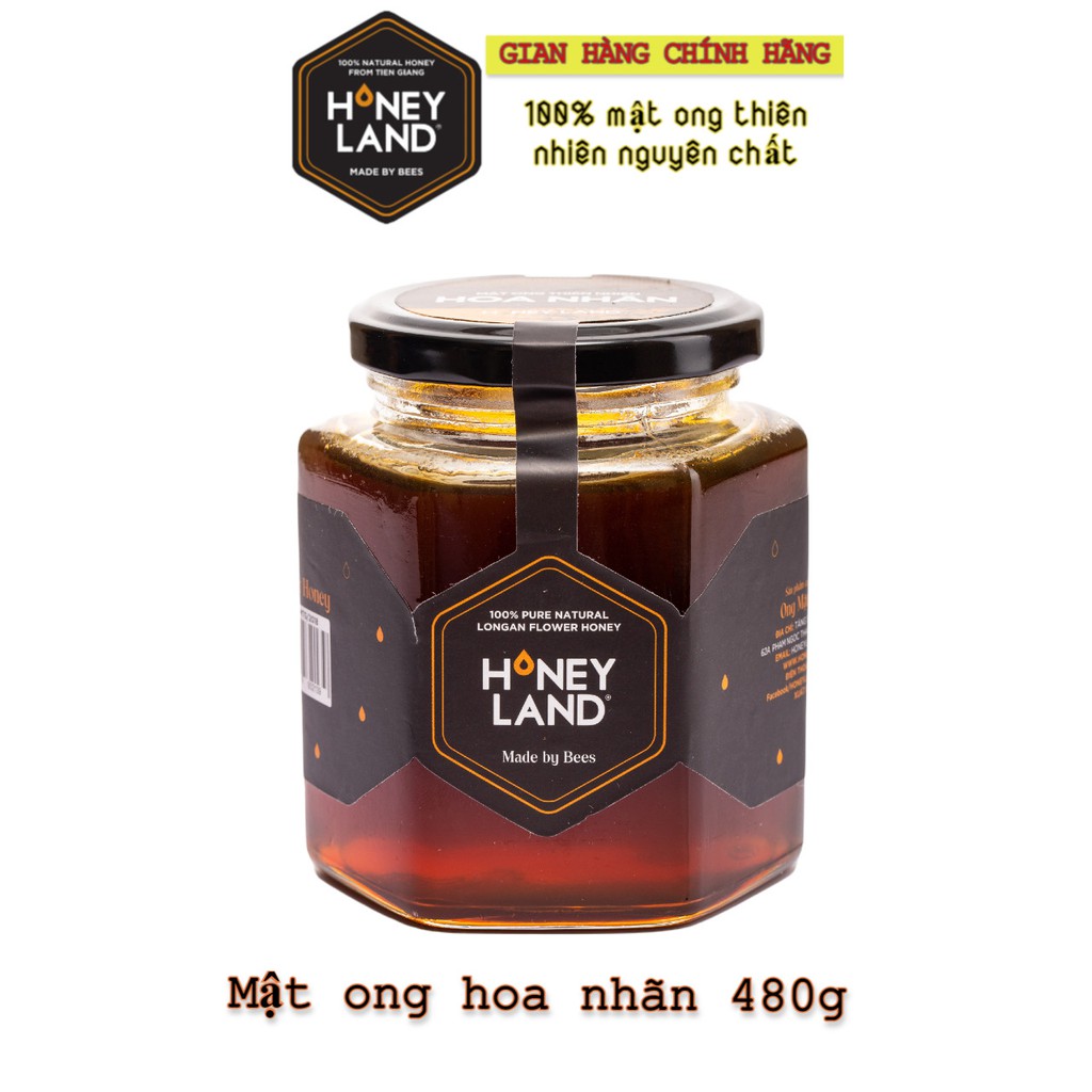 Combo 2 chai mật ong hoa Nhãn HONEYLAND 480g mật ong thiên nhiên nguyên chất